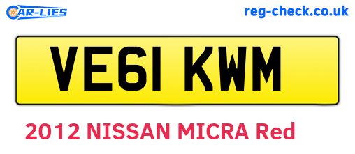 VE61KWM are the vehicle registration plates.