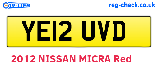 YE12UVD are the vehicle registration plates.