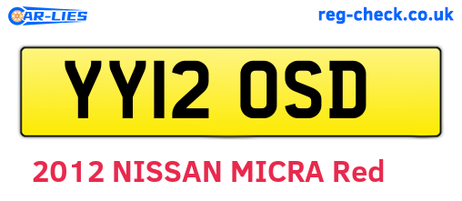 YY12OSD are the vehicle registration plates.