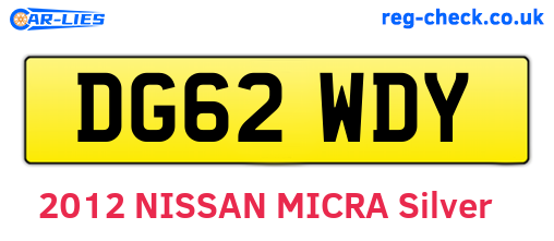 DG62WDY are the vehicle registration plates.