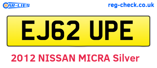 EJ62UPE are the vehicle registration plates.