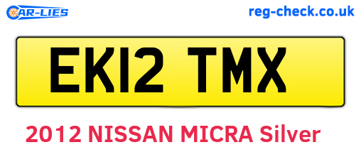EK12TMX are the vehicle registration plates.