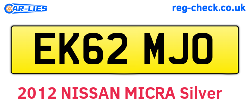 EK62MJO are the vehicle registration plates.