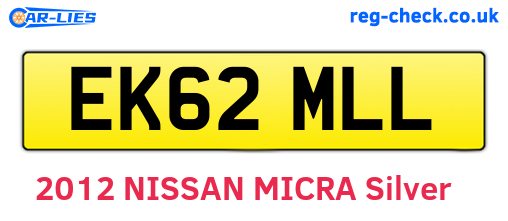 EK62MLL are the vehicle registration plates.