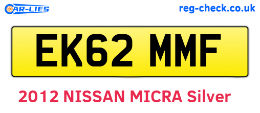 EK62MMF are the vehicle registration plates.