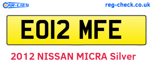 EO12MFE are the vehicle registration plates.