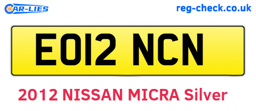 EO12NCN are the vehicle registration plates.