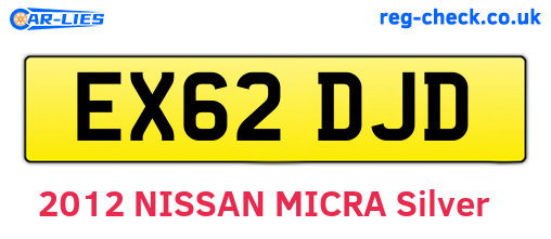 EX62DJD are the vehicle registration plates.
