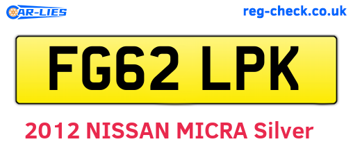 FG62LPK are the vehicle registration plates.
