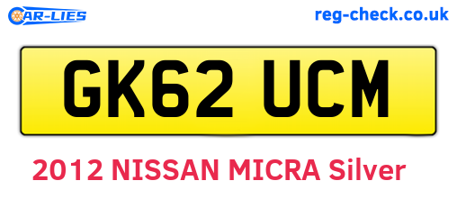 GK62UCM are the vehicle registration plates.