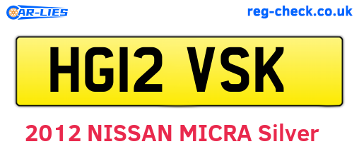 HG12VSK are the vehicle registration plates.