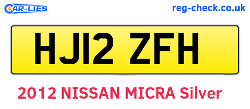 HJ12ZFH are the vehicle registration plates.