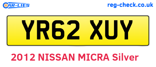 YR62XUY are the vehicle registration plates.