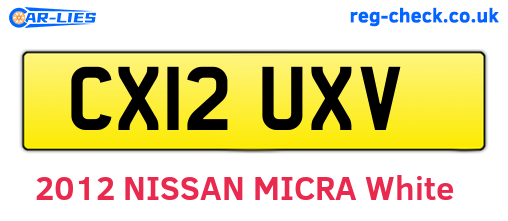 CX12UXV are the vehicle registration plates.
