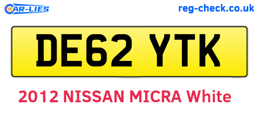 DE62YTK are the vehicle registration plates.