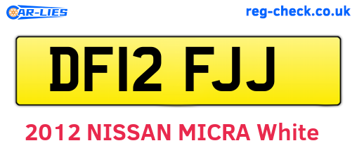 DF12FJJ are the vehicle registration plates.