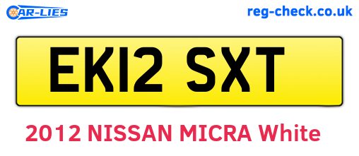 EK12SXT are the vehicle registration plates.
