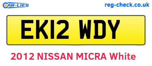 EK12WDY are the vehicle registration plates.
