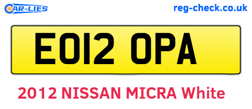 EO12OPA are the vehicle registration plates.