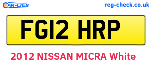 FG12HRP are the vehicle registration plates.
