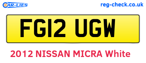 FG12UGW are the vehicle registration plates.