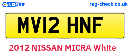 MV12HNF are the vehicle registration plates.