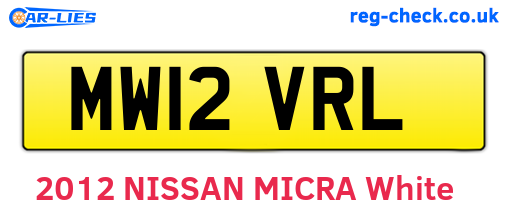 MW12VRL are the vehicle registration plates.