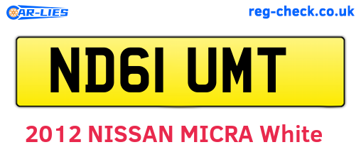 ND61UMT are the vehicle registration plates.