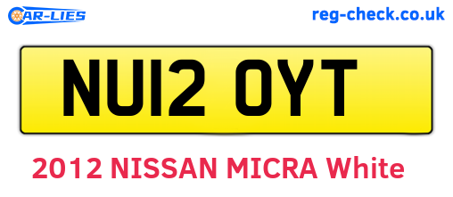 NU12OYT are the vehicle registration plates.