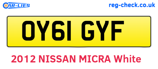OY61GYF are the vehicle registration plates.