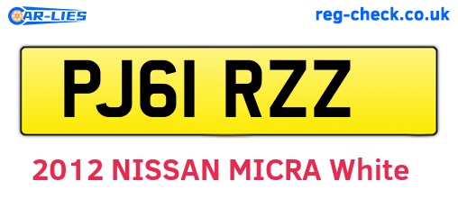 PJ61RZZ are the vehicle registration plates.