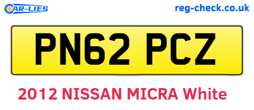 PN62PCZ are the vehicle registration plates.