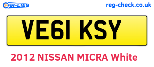 VE61KSY are the vehicle registration plates.