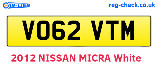 VO62VTM are the vehicle registration plates.