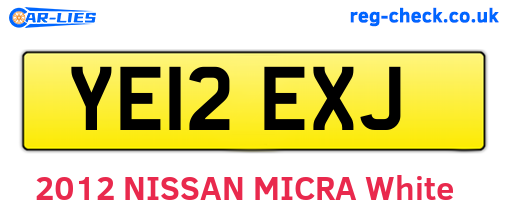 YE12EXJ are the vehicle registration plates.