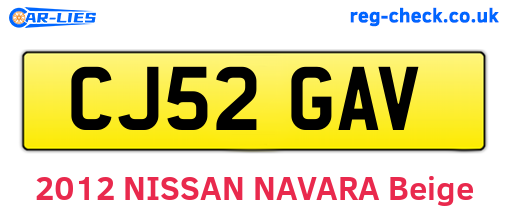 CJ52GAV are the vehicle registration plates.
