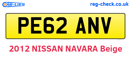 PE62ANV are the vehicle registration plates.