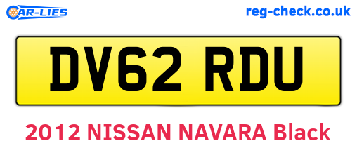 DV62RDU are the vehicle registration plates.