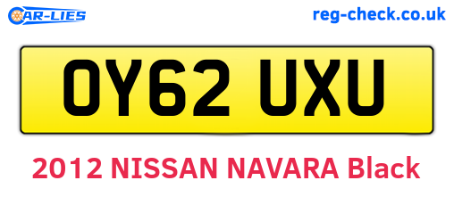 OY62UXU are the vehicle registration plates.