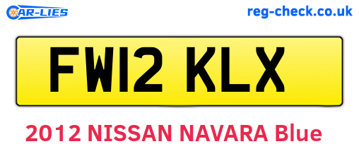 FW12KLX are the vehicle registration plates.