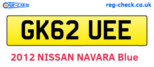 GK62UEE are the vehicle registration plates.