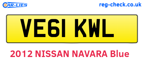 VE61KWL are the vehicle registration plates.
