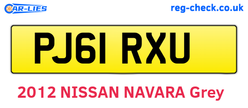 PJ61RXU are the vehicle registration plates.