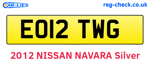 EO12TWG are the vehicle registration plates.