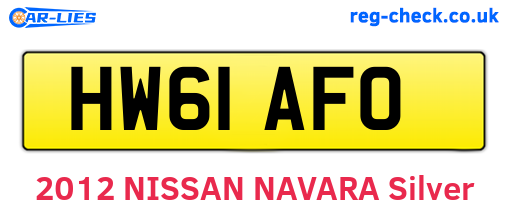 HW61AFO are the vehicle registration plates.