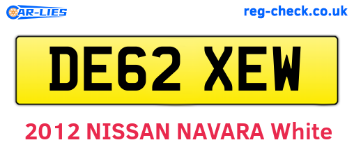 DE62XEW are the vehicle registration plates.