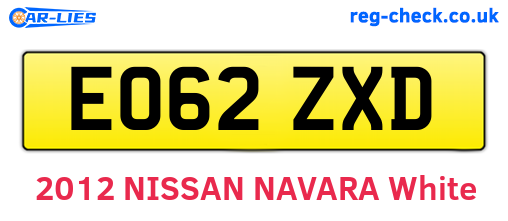 EO62ZXD are the vehicle registration plates.