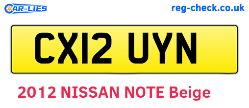 CX12UYN are the vehicle registration plates.