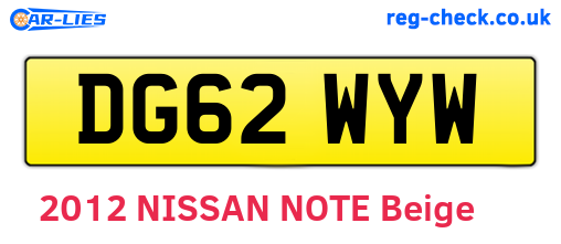 DG62WYW are the vehicle registration plates.