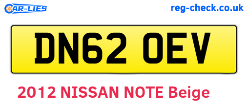DN62OEV are the vehicle registration plates.